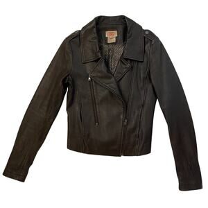 Aoyama Itchome Leather Moto Jacket - Japanese - Black - Size XS